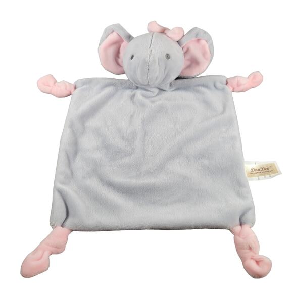 Dan Dee Baby Elephant Lovey Blanket Gray Pink Plush Rattle Security Blanket Toy - Picture 1 of 16